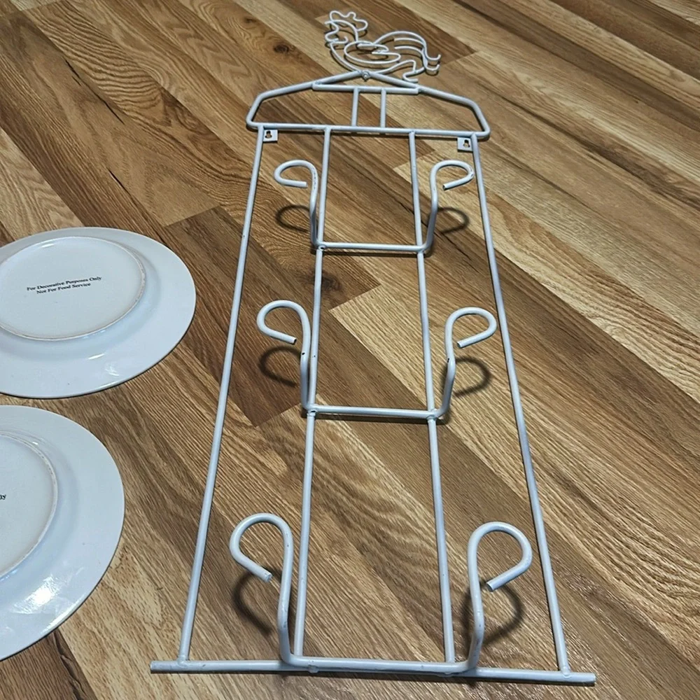 Vintage rooster wire plate wall decor 3 rooster plates set